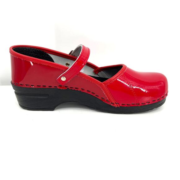 BJORK MARCELLA Mary Jane Red Patent Leather Clogs - Picture 4 of 6